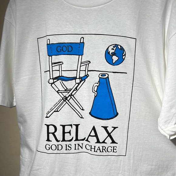 Vintage 1991 God religion jesus earth faith tee shirt white new deadstock prayer - Picture 7 of 8